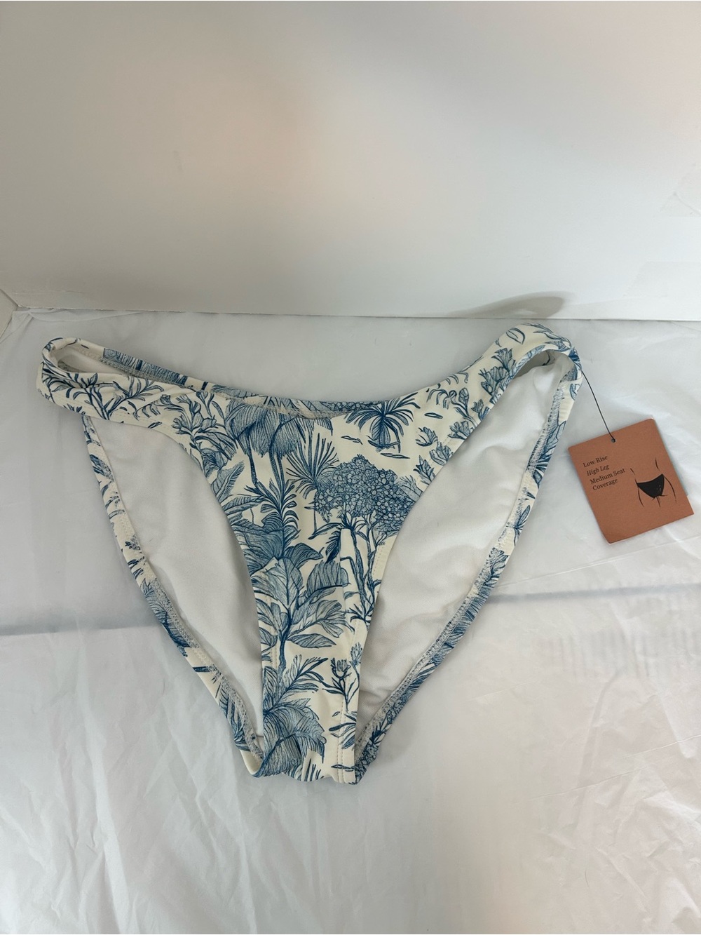Shade & Shore White Bikini Bottoms with Blue Print